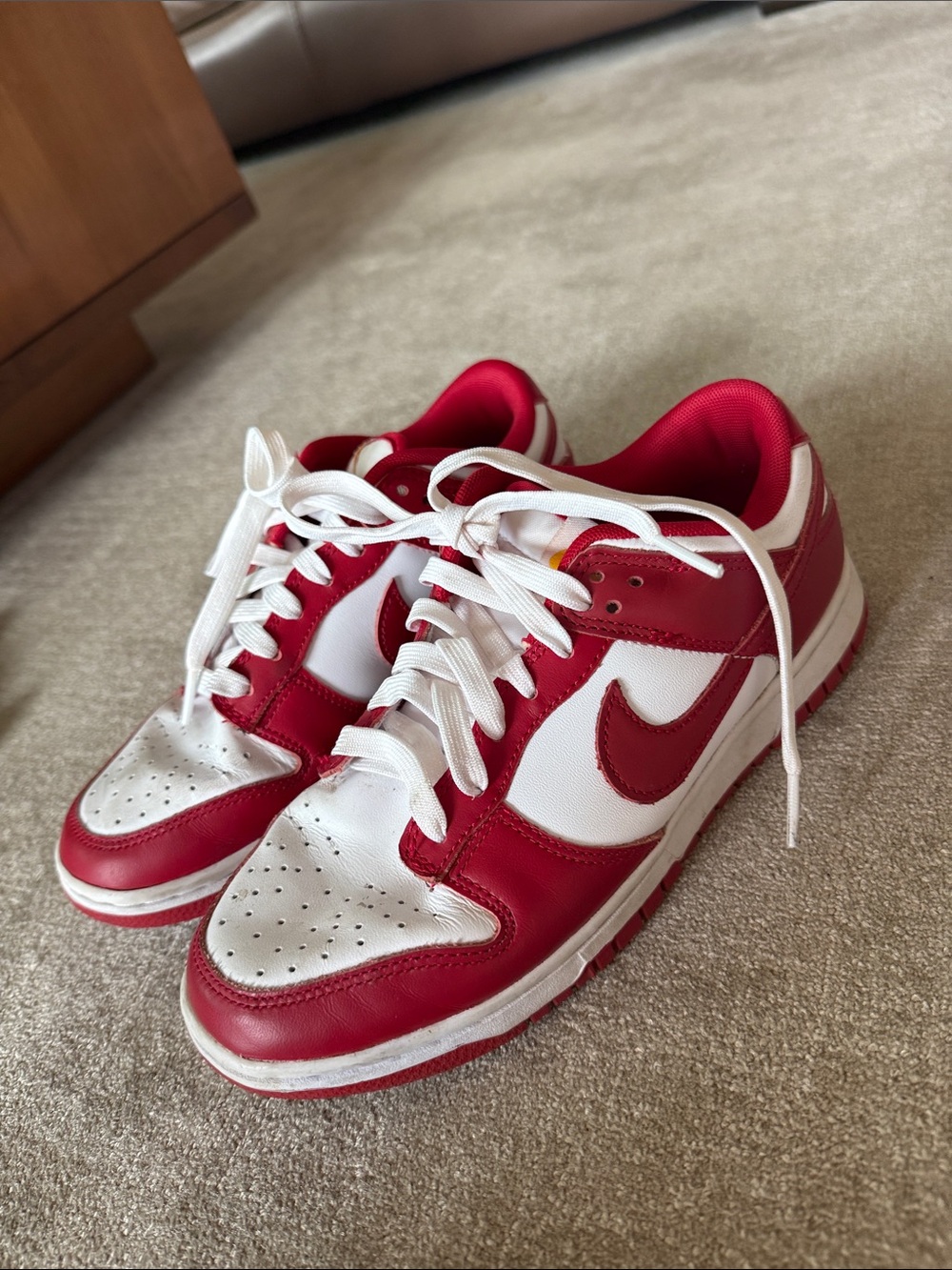 Red and White Low-Top Sneakers
